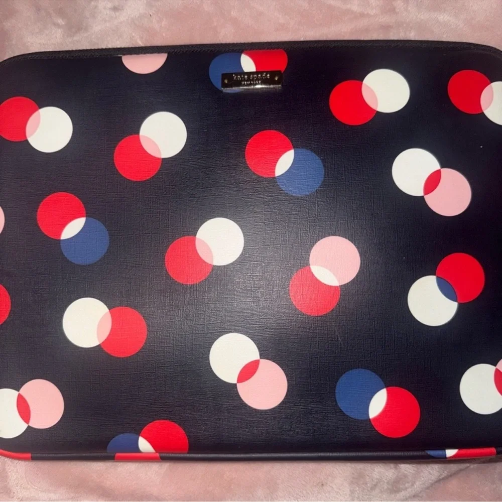Kate Spade Laptop Case Navy Polka Dot and Plaid Jotter pouch
